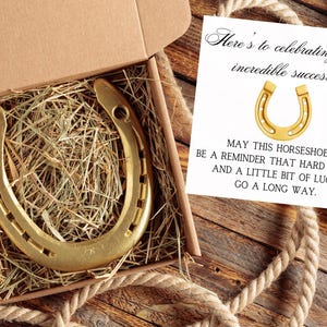 Presente de sucesso com cartão personalizado | Amuleto da sorte para conquistas | Lembrança única de ferradura da sorte celebrando marcos Decoração rústica