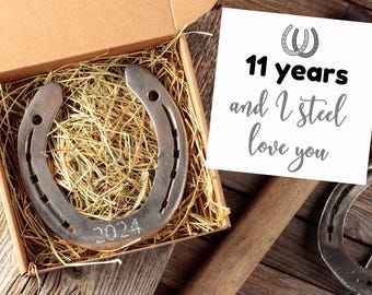 11 Years and I Steel Love You 11th Anniversary Gifts, Engraved Horseshoe Gift for Steel Wedding Anniversary 11th Anniversary Gift for Couple