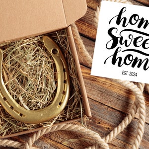 Home Sweet Home - Einweihungsgeschenkbox, Viel Glück Hufeisen, Neues Zuhause Geschenk, Einweihungsparty Geschenkkorb, Einweihungsgeschenk, neues Hausbesitzer Geschenk
