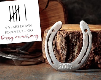 6th Wedding Anniversary Lucky Horseshoe, Gift For Horse Lovers, Engraved Horseshoe for Iron Anniversary, Sixth Anniversary Gift for Couple