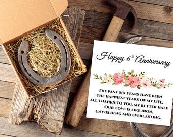 Iron Anniversary Gift Real Horseshoe | 6th Anniversary Gift, Personalized Horseshoe Gift, Iron Gift With Engraving, Rustic Wedding Decor