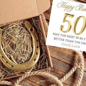 Regalo unico per il 50° compleanno / Ferro di cavallo fortunato per lei/lui / Regalo premuroso di buona fortuna per moglie/marito / Ricordo di un anniversario importante