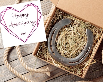 Engraved Iron Horseshoe, Gift for Steel Anniversary, 11th Anniversary Gift, Gift for the Couple, Happy Anniversary Authentic Lucky Horseshoe