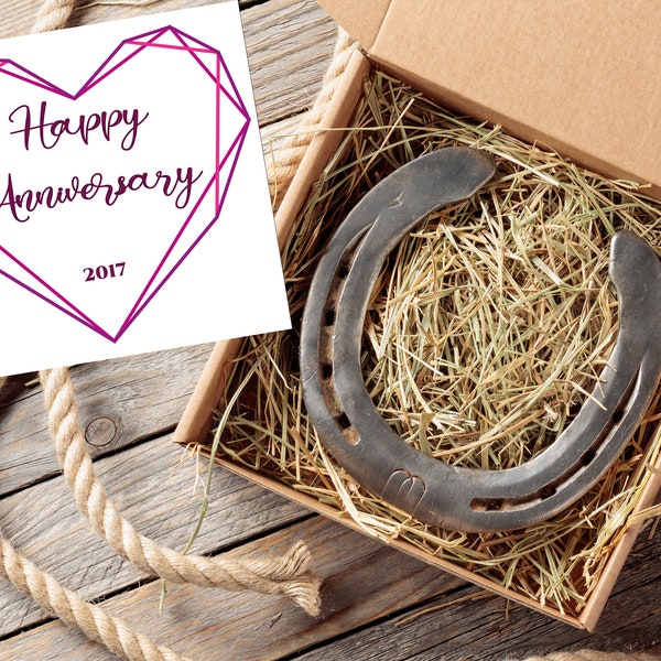 Engraved Iron Horseshoe, Gift for Steel Anniversary, 11th Anniversary Gift, Gift for the Couple, Happy Anniversary Authentic Lucky Horseshoe