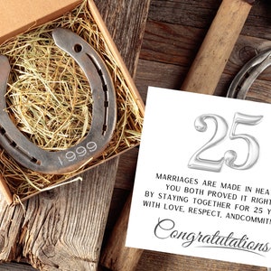 Personalized 25th Wedding Anniversary Gift for Parents – Custom Engraved Silver Anniversary Horseshoe, Meaningful Keepsake