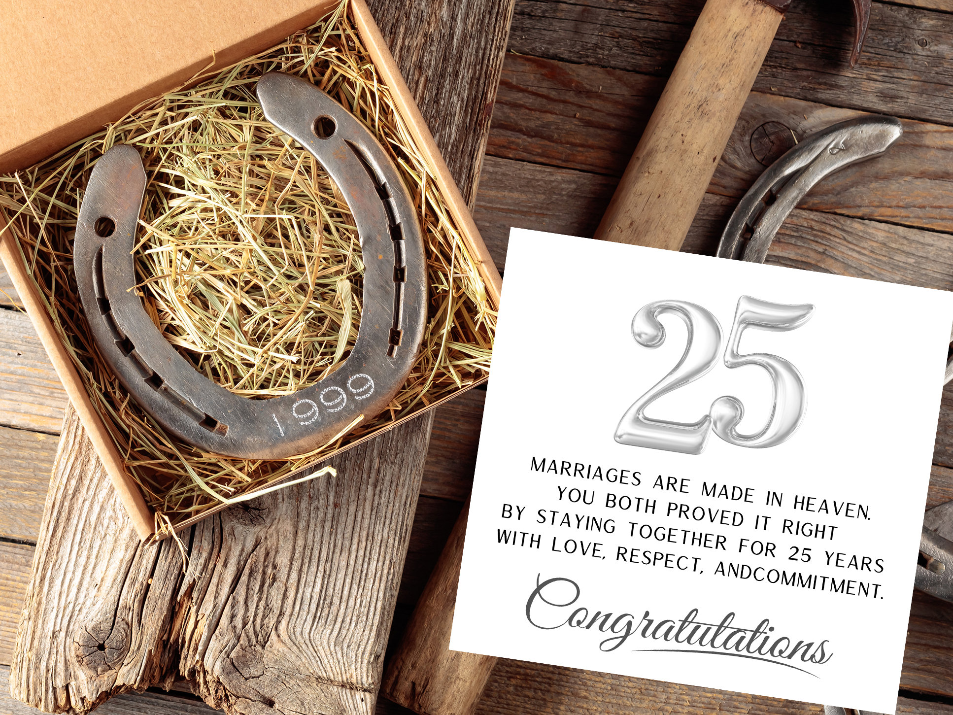 Gc-annisunset25 Geburtstagskarte Zum 25. Hochzeitstag Mit Bärenmotiv & Metall-Anhänger