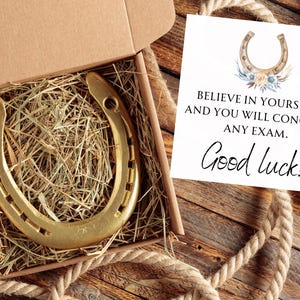 Regalo di laurea personalizzato inciso a forma di ferro di cavallo portafortuna per il successo all'esame, portafortuna motivazionale per studenti, ricordo per nuovi inizi