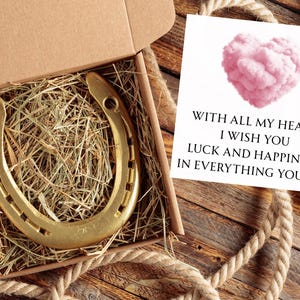 Cadeau porte-bonheur pour elle ou pour lui : fer à cheval gravé avec carte sincère | Souvenir sentimental d'encouragement, d'amour et de soutien au quotidien