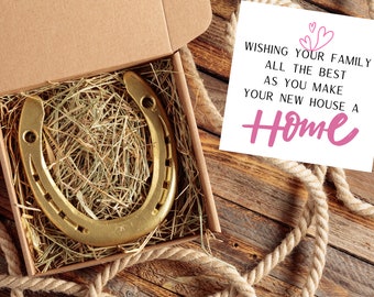 Housewarmingcadeau Lucky Horseshoe: slotcadeau makelaar, gegraveerde optie