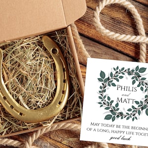 Regalo de boda personalizado: herradura de la suerte auténtica, amuleto de la buena suerte para recién casados, recuerdo único, bendición matrimonial, tradición irlandesa