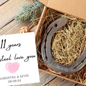 11 Years, I Still Love You – Steel 11th Wedding Anniversary Gift, Real Used Horseshoe for Good Luck, Traditional Gift for 11th Anniversary