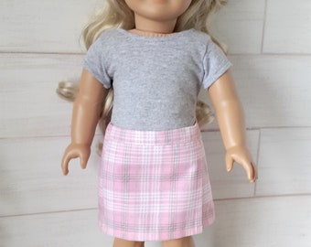 18" doll plaid skirt with top