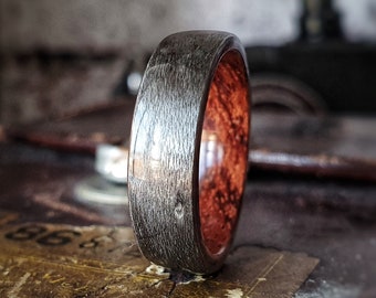 Grey Birdseye Maple Wedding Ring with Bubinga Liner - handmade wedding ring - handmade mens ring