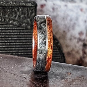 Bubinga and Grey Maple Wood Ring with Silver Wire Inlay - Engagement Ring - Mens Ring - Womans Ring - Wedding Ring