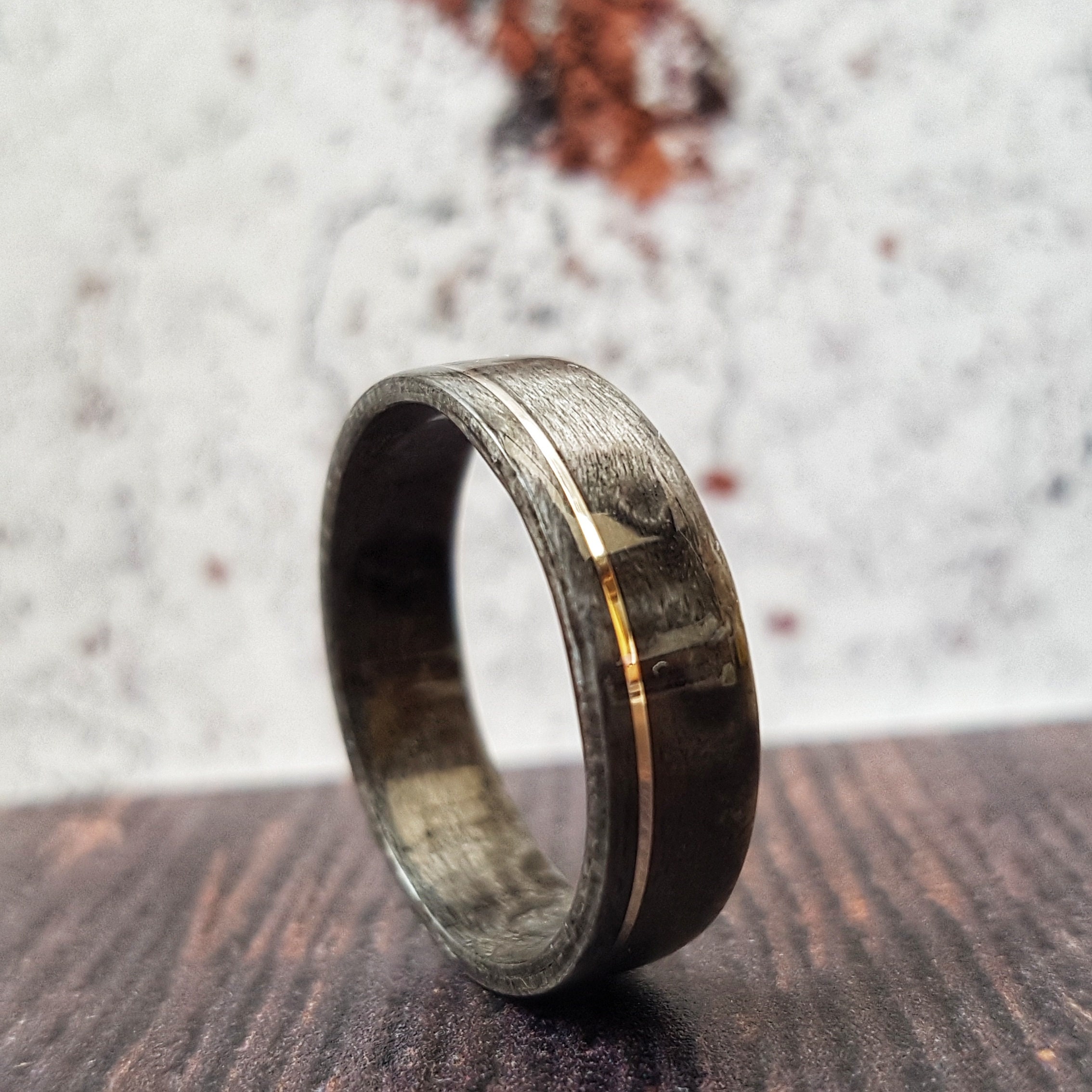 Grey Birdseye Maple Wedding Ring With Stirling Silver Inlay | Etsy