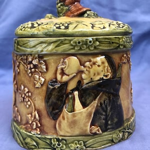 Antique Tobacco Jar, Majolica