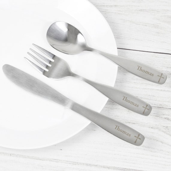 Silver Plated Teddy Cutlery Set Lovely Gift for New Baby Christening or Baptism
