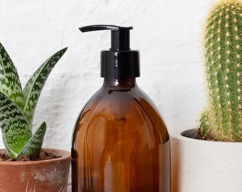 Amber Brown Glass Bottle Soap Dispenser Bottle