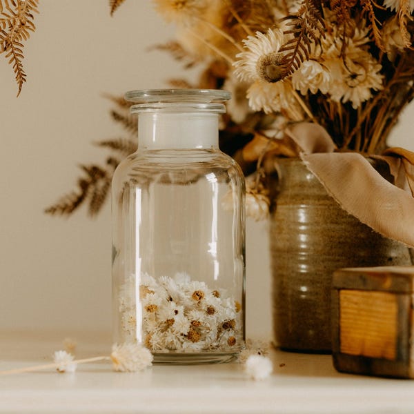 Recycled Clear Glass Apothecary Jar: Bathroom Storage, UK Made