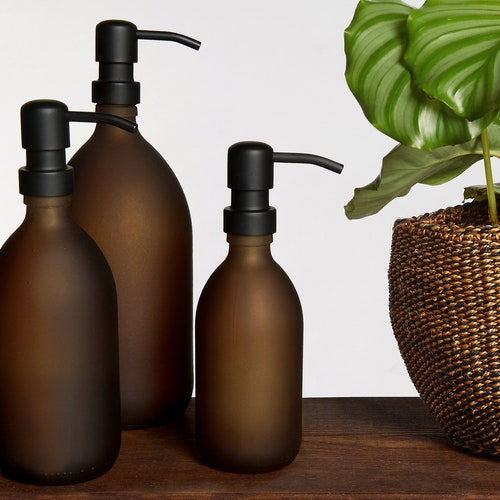 Amber Glass Bottle Reusable Glass Soap Pump Lotion Etsy