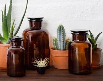 Amber Brown Glass Apothecary Jar