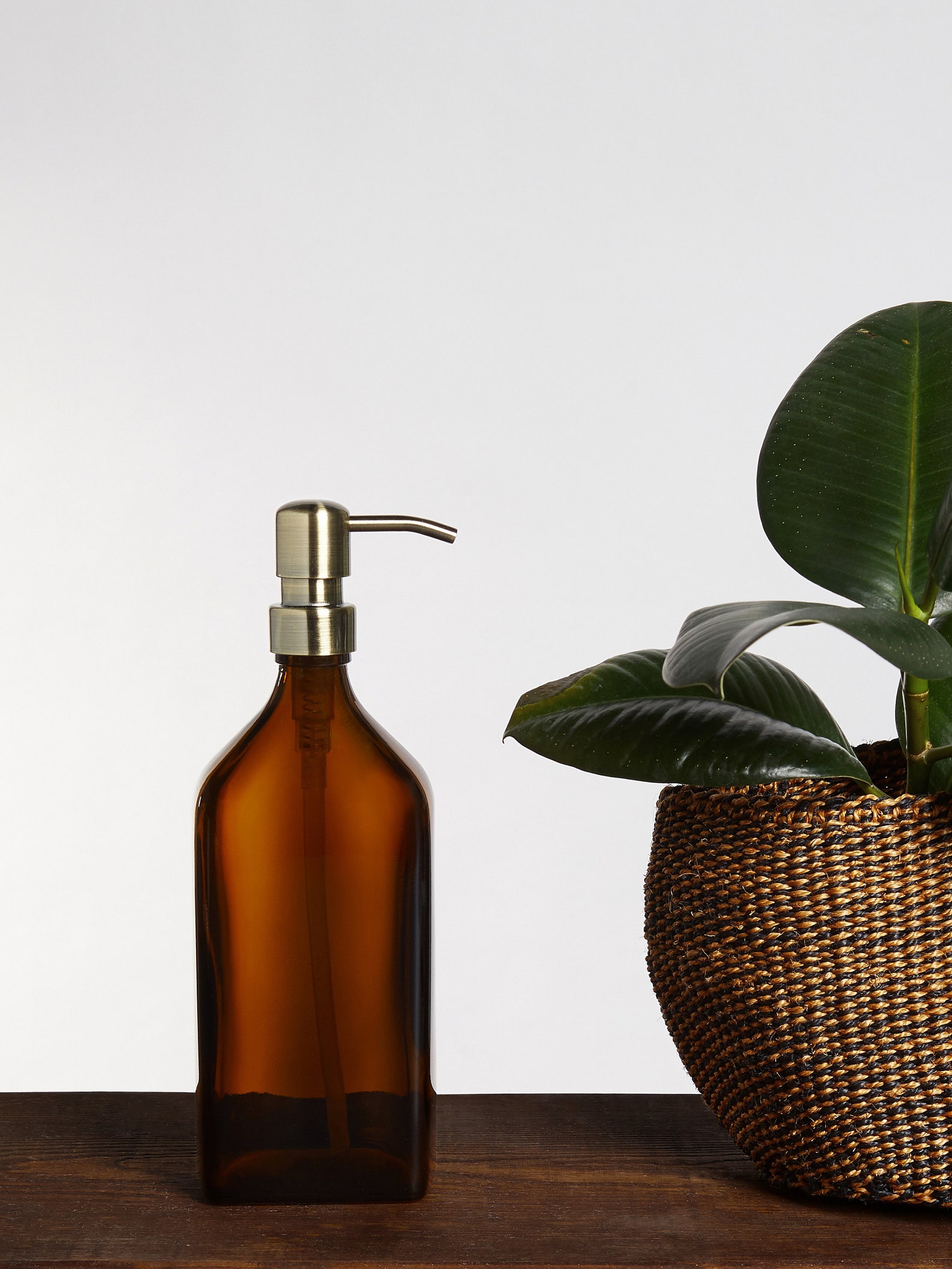 Amber Glass Rectangular Soap Dispenser With Stainless Pump Etsy UK