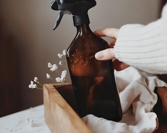 Bernsteinfarbene Sprühflasche aus Glas, Wiederverwendbare braune Glas-Sprühflasche, Pflanzensprüher, Auslöser-Sprühflasche
