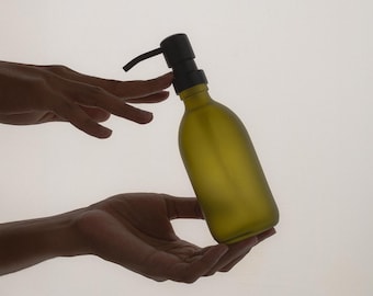 Green Glass Soap Dispenser, Matte Glass Soap Bottle, Glass Soap Pump, Reusable Glass Pump, Glass Dispenser Bottle, Clean Living Bottles