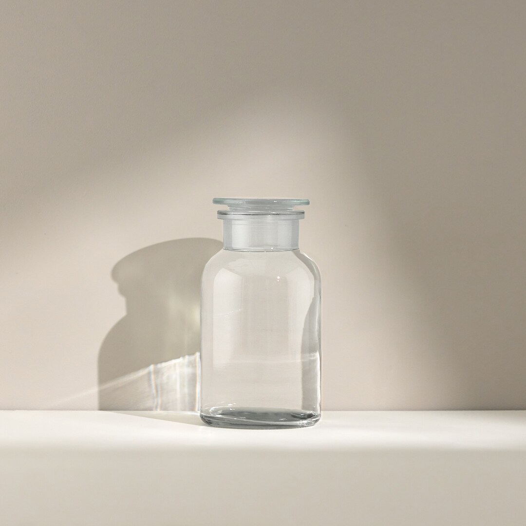 Clear Apothecary Jar, Clear Glass Storage Jar, Glass Bathroom Storage