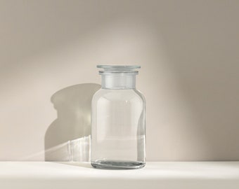Clear Apothecary Jar, Clear Glass Storage Jar, Glass Bathroom Storage Jar, Clear Jar, Clear Glass Jar, Medicine Jar, Clear Glass Jar