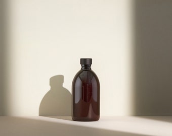 Bouteille de stockage en plastique ambré, bouteille de médecine en plastique, bouteille en plastique brun, bouteille à vis, bouteille en verre rechargeable, stockage zéro déchet