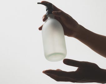 White Glass Soap Dispenser, Matte White Soap Bottle, Glass Soap Pump, Reusable Glass Pump, Glass Dispenser Bottle, Clean Living Bottles