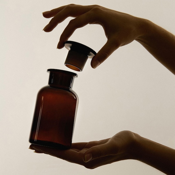 Recycled Amber Glass Apothecary Jar: Brown Glass Storage - Made in UK