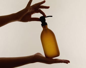 Amber Glass Soap Dispenser, Matte Glass Soap Bottle, Glass Soap Pump, Reusable Glass Pump, Glass Dispenser Bottle, Clean Living Bottles