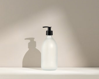 White Glass Soap Dispenser, Matte Glass Soap Bottle, Glass Soap Pump, Reusable Glass Pump, Glass Dispenser Bottle, Clean Living Bottles