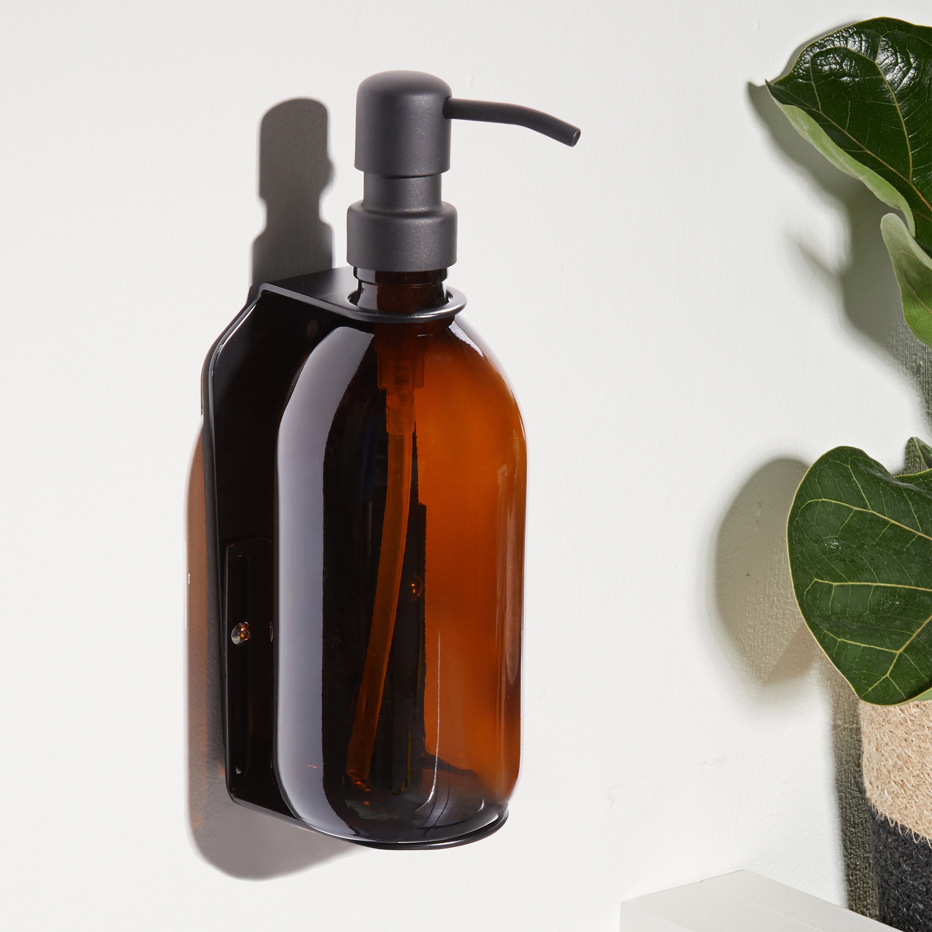 Single Wall-Mounted Soap Dispenser with Refillable Amber Glass | Etsy