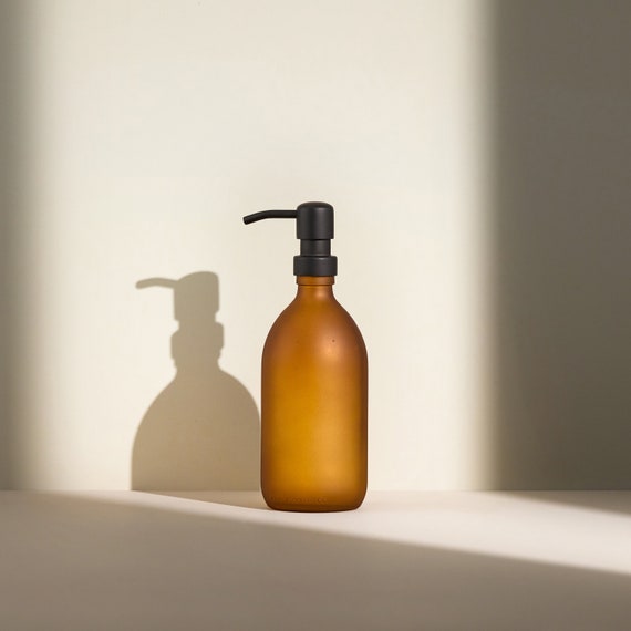 Amber Glass Soap Dispenser, Matte Glass Soap Bottle, Glass Soap Pump,  Reusable Glass Pump, Glass Dispenser Bottle, Clean Living Bottles 
