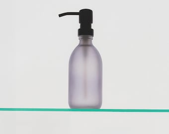 Frosted Grey Glass Soap Dispenser: Reusable Bottle with Stainless Steel Pump