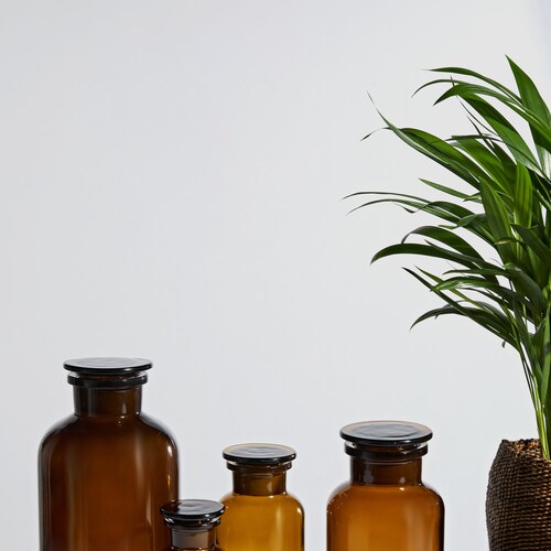 Amber Glass Apothecary Bottle Jars Retro Medical Jar With Etsy