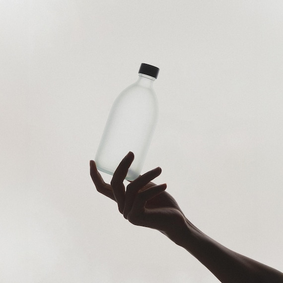 White Glass Refillable Bottle: Stainless Steel Screw Top, Zero Waste Storage