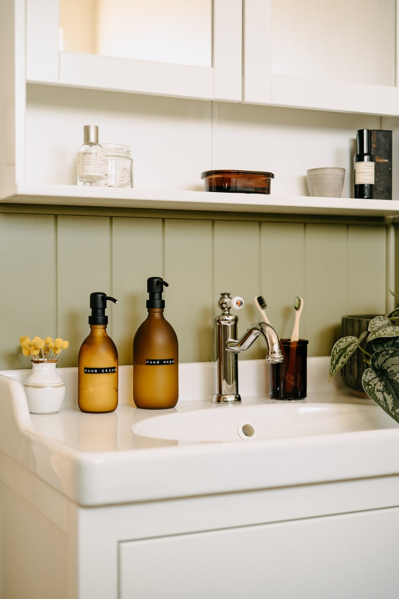 Portacepillos de dientes de vidrio ámbar: vaso de almacenamiento moderno para baño imagen 2