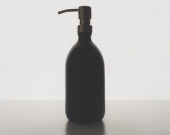 Black Soap Pump, Black Glass Soap Dispenser, Black Glass Lotion Pump, Reusable Pump Bottle, Glass Dispenser Pump, Black Bathroom Soap Pump