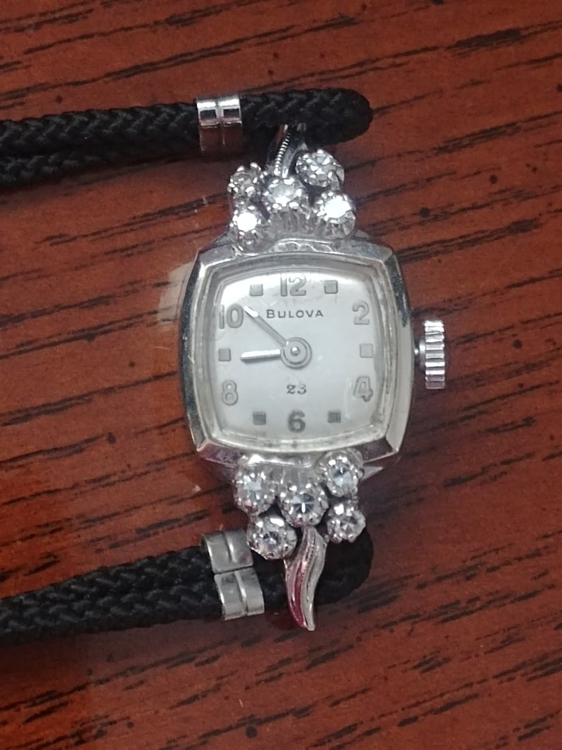 Vintage Ladies 1ct Diamond Bulova Watch 14k Etsy