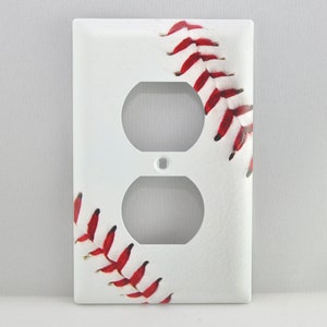 Baseball Outlet Wall Plate Cover Home Decor Boys Girls Room Man Cave Custom Favorite Team Sports MLB NCAA Collegiate Highschool Personalized