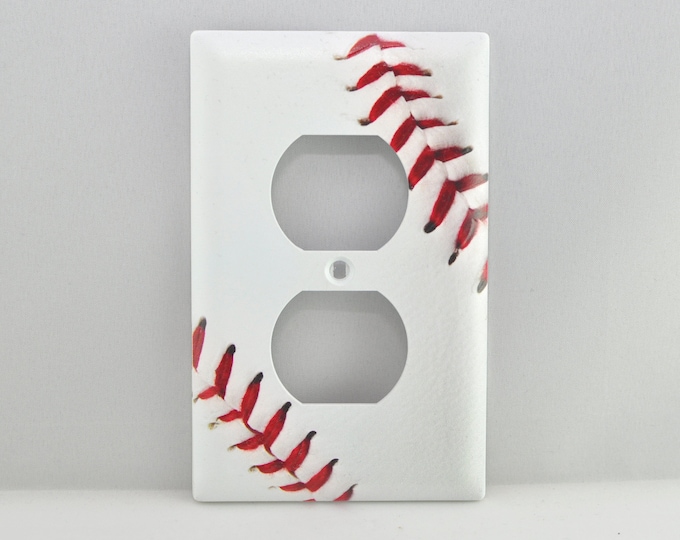 Baseball Outlet Wall Plate Cover Home Decor Boys Girls Room Man Cave Custom Favorite Team Sports MLB NCAA Collegiate Highschool Personalized