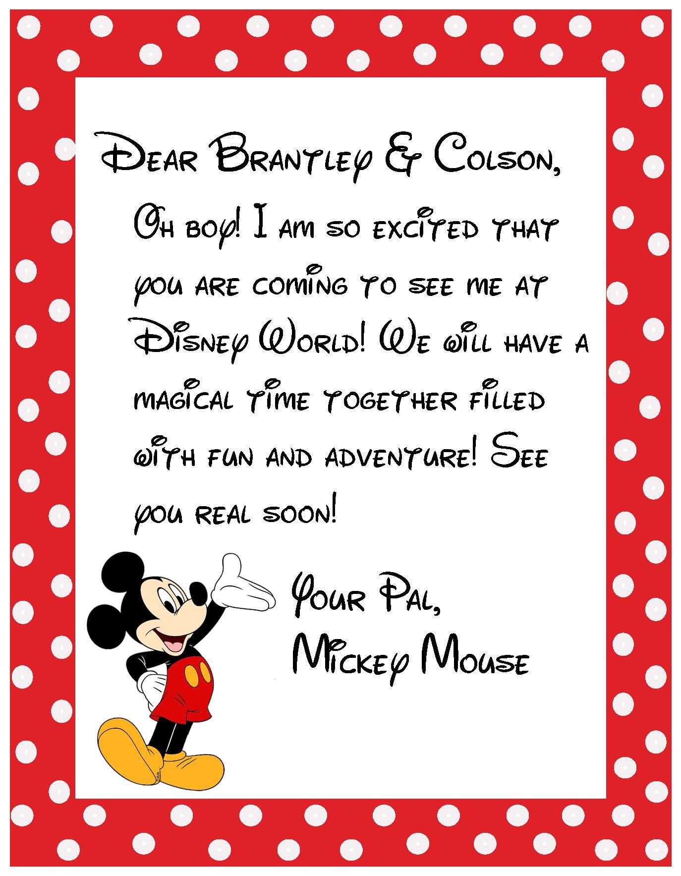 Disney World Letter from Mickey | Etsy