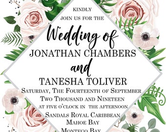 Floral Wedding Invitation & RSVP Card