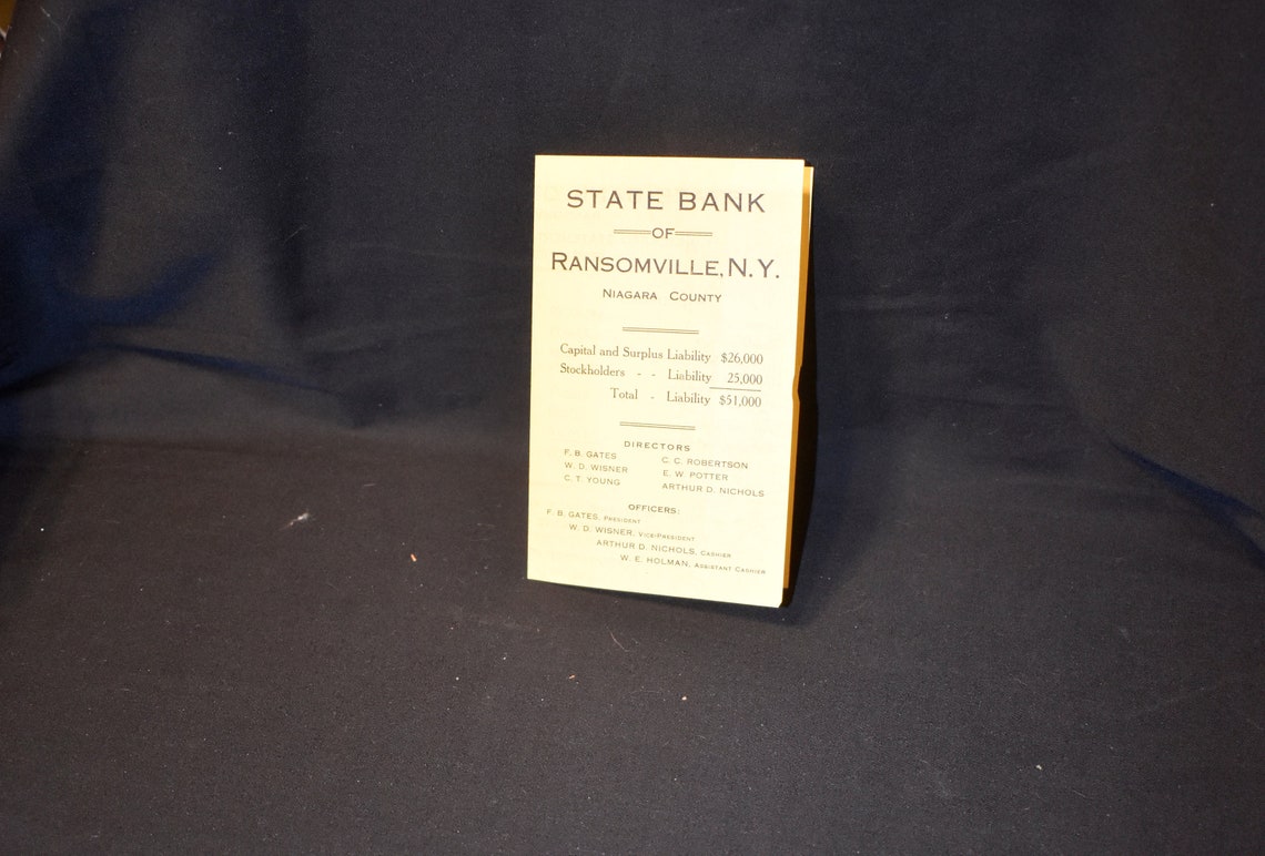 1913 Ransomville New York Ransomville State Bank of Niagara Etsy