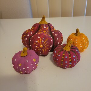Hand painted acrylic Gourd and Pumpkins set or individually sold