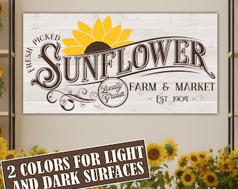 Sunflower Market Svg, Sunflower Svg, Vintage Sunflower Sign Svg, Sunflower Farm And Market Svg, Farmhouse Svg, Flower Svg, Flower Sign Svg